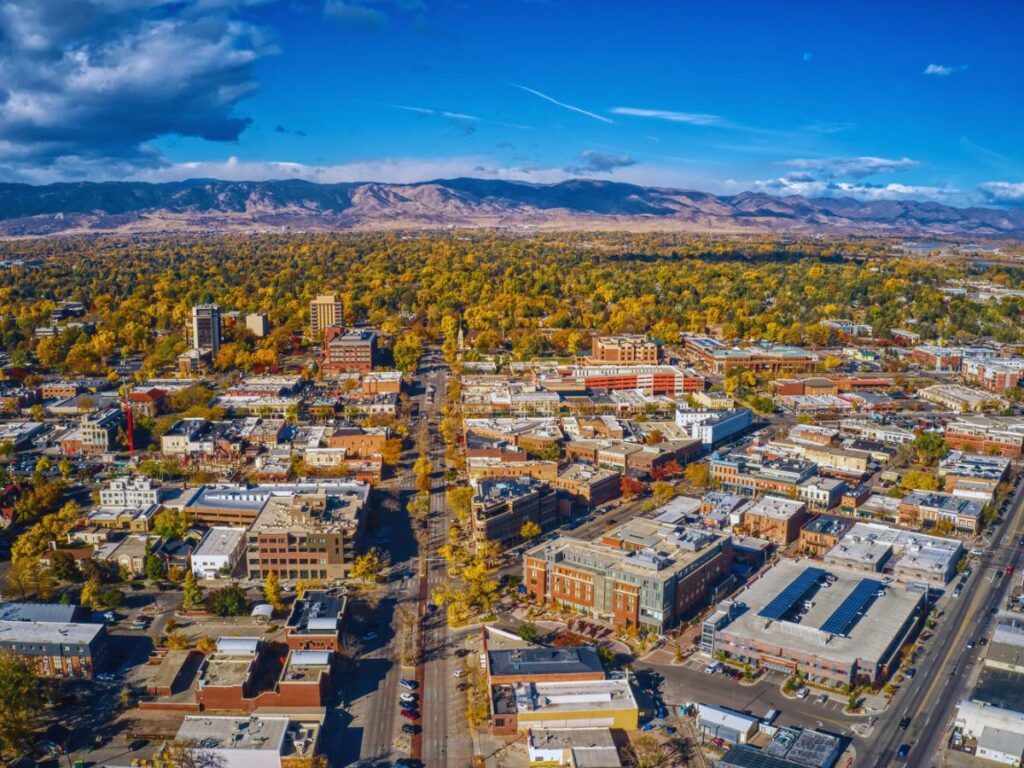 Aerial View of Downtown, Fort Collins, CO